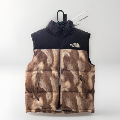 SUPREME x THE NORTH FACE Fur Print Nuptse Vest Jacket SZ Large FW 2013 Aime