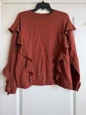 A New Day Women s Long Sleeve Ruffle Pullover Sweatshirt Size Large