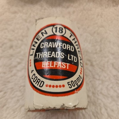 Linen Thread CRAWFORD THREADS LTD Waxed Belfast Ireland 4 Cord 50 gms NEW Irish