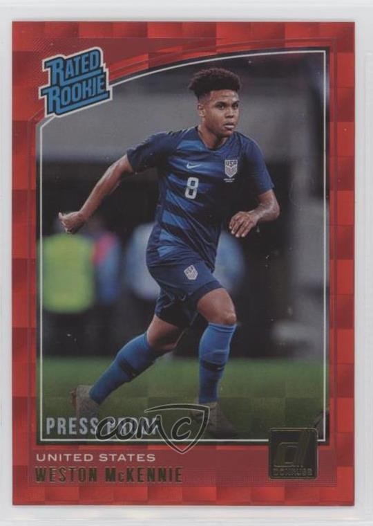 2018-19 Panini Donruss Rated Rookie Press Proof Red Weston McKennie #199 e0v