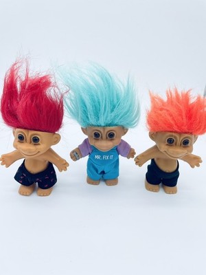 Lot Of 3 Vintage Russ Troll Dolls Mr. Fix It, Love Your Bums, Haircut Boy