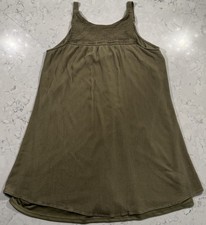 Maurices Smocked Shift Dress Womens Medium Green Adjustable Straps Lined Mini
