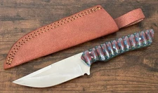 10” Fixed Blade Knife Full Tang Mystic Wood Scales Leather Sheath Sharp Beltloop