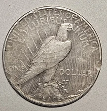 1923 Silver Peace Dollar Mint Error Clipped Planchet