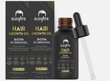 Hair Growth Oil 2 pack - 5 Minoxidil  Biotin for Thinning Hair - Elevate 1oz