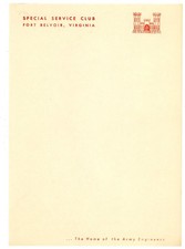 2 Fort Belvoir Virginia letterheads Special Service Club & Telephone Center