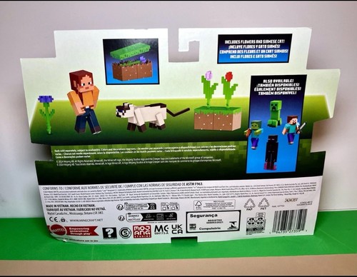 2025 Minecraft Figure 2-Pack: MEADOW WANDERER ARI & SIAMESE CAT (w/ Flowers) - Picture 4 of 10
