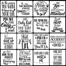 16 Pcs Inspirational Word Stencils, Quote Phrase Sayings Templates, Craft S...