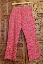VTG 60s Cotton Mod Pants Flare Go Go Hippie Polka Dot Bubble Print Cropped 25