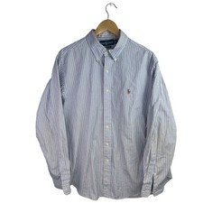 Ralph Lauren Men's Blue Classic Fit Long Sleeve Button Down Dress Shirt Top 16.5
