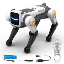 USA White AI Robot Dog Toy Voice Control RC Stunt Pet Music Dance Programming