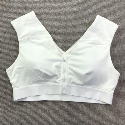 Tommie Copper Sports Bra Womens XL White Front Zip Copper Znergy Support V-Neck