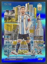 2026 Topps Argentina Team Lionel Messi AFA in the Apple Blue Rainbow Foil #/150