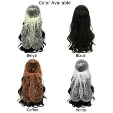 Triangle Scarf with Lace Floral Embroidery for Women Stylish Lightweight Shawl