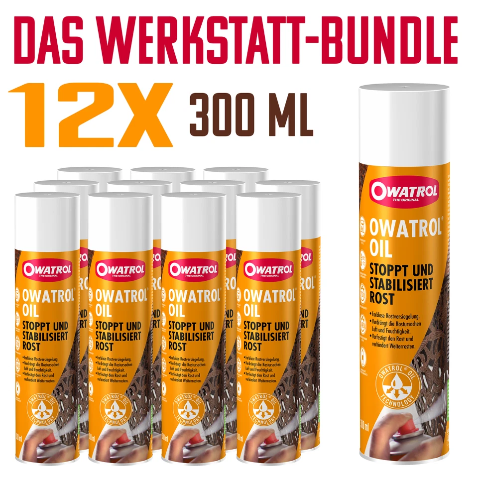 OWATROL Öl OIL Spray - 12 x 300ml Grundierung Rostumwandler Korrosionsschutz