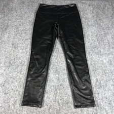 Womens Black Faux Leather High Rise Leggings Medium MB Pull On Pants 6231Z 4307