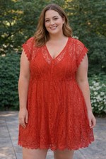 Torrid Coral Lace Button Front Skate Maxi Dress Size:3xl 