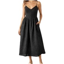 ASTR the LABEL Classic Black Spaghetti-Strap Midi Dress size Medium