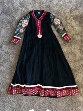 Anarkali Dress Black Maroon Gold Indian Bollywood Ethnic Gown Party