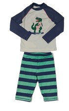 Mini Boden L/S Rash Guard Swimsuit Pants UPF 40 Size 5-6 Years Dinosaur Stripe
