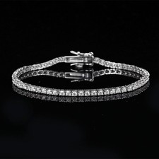 2MM D Color Moissanite Tennis Bracelet Women 925 Sterling Silver Pass Tester