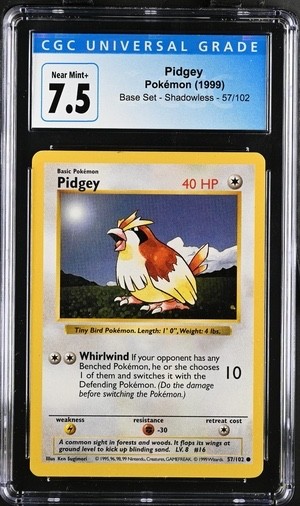 CGC 7.5 Pokemon Pidgey Card 1999 Base Set Shadowless 57/102