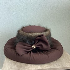 DROP-BRIM HAT Lisa Rene Church Black Lisa Rene White Wide Brim Church Hat Pleated W Lace Trim  main image 4