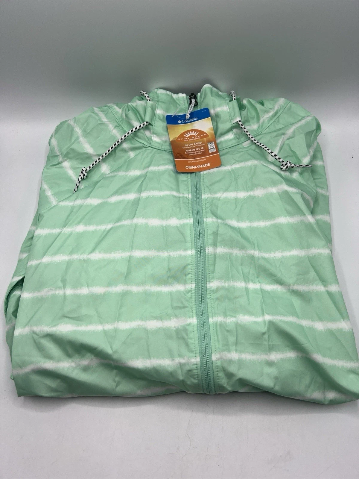 Columbia Side Hill Printed Windbreaker Women's Size 2X Green Striped Jacket New