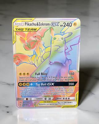 Pikachu & Zekrom Tag Team Gold Metal Pokemon Card Collectible Gift/Display