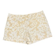 New York Company Shorts Size 8 Tan White Tropical Floral Print Flat Front EUC