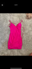 bright hot pink short homecoming dress open back