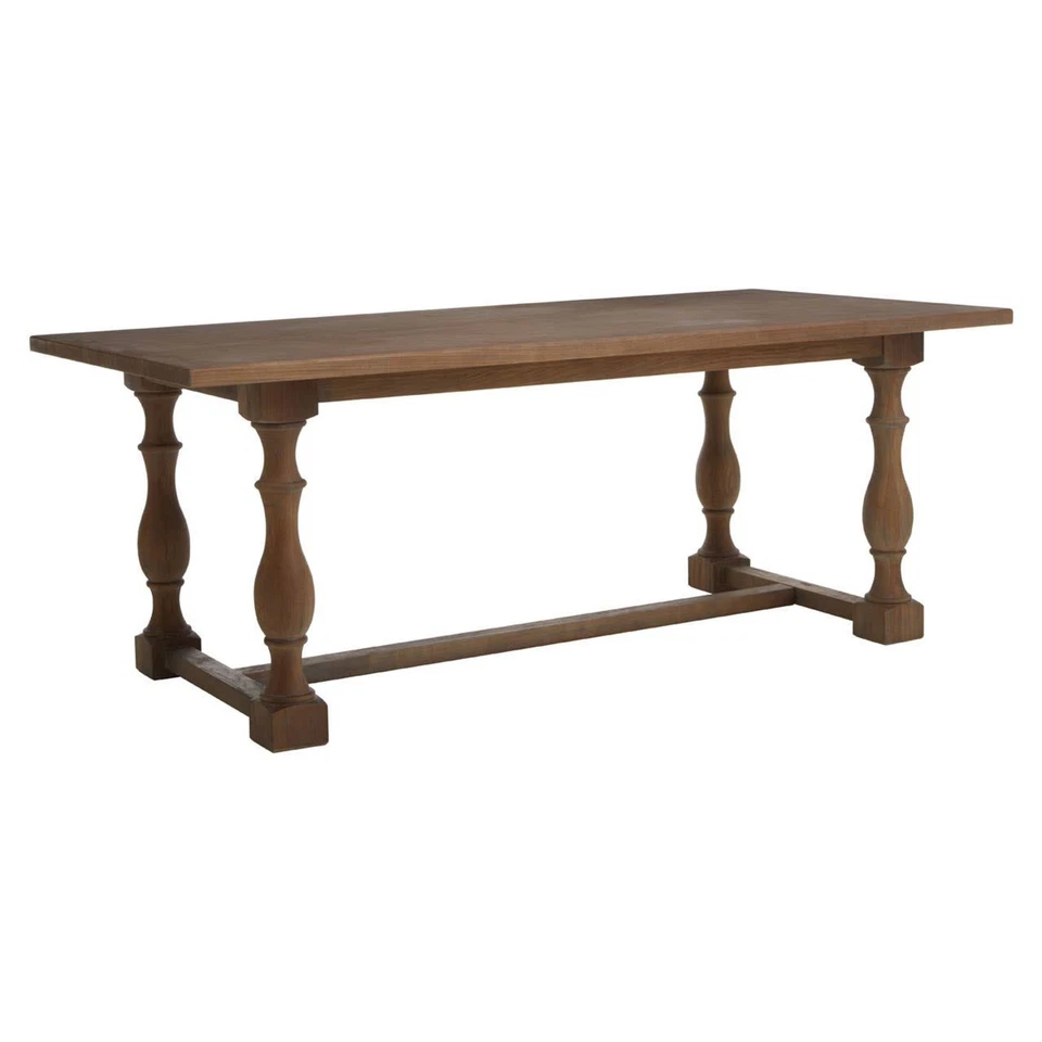 Rectangular Oak Wood Antique  Style 200cm Large Dining Table - Image 3 of 4