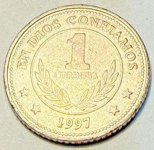1997 Nicaragua Nicaraguan One 1 Cordoba National Emblem Coin