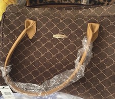 Pierre Cardin Brown Logo Satchel Top Handle Bag with Zip Closure Loptop Business
