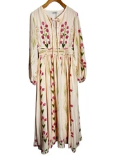 NWT Jardinvue Floral Balloon Sleeve Cottage Romantic Wedding Guest Maxi Dress M