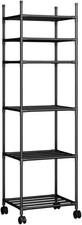 Black Shelving Unit, 42 X 32 X 165 Cm, 6 Tier Tall Narrow Shelving Unit with Whe