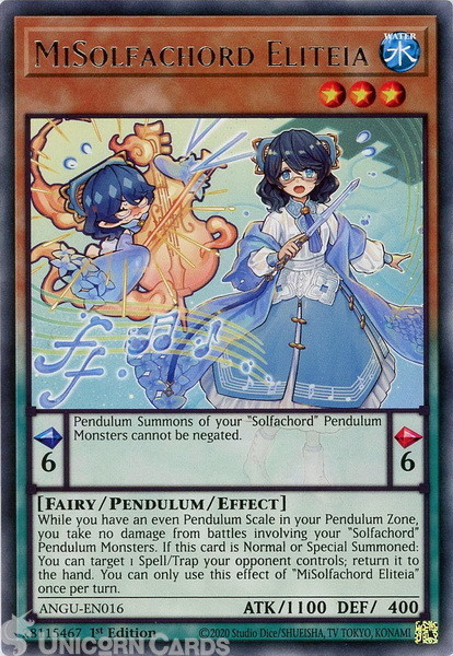 ANGU-EN016 MiSolfachord Eliteia Rare 1st Edition Mint YuGiOh Card