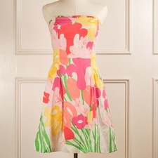 Lilly Pulitzer Dress Womens 2 Blossom Lavish Lilly Floral Strapless Corset Lined