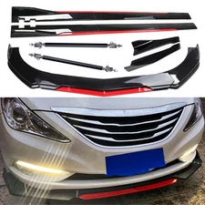 Front Bumper Lip Splitter Spoiler Gloss Black Red For Hyundai Sonata Body Kit