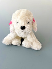 10" Russ Berrie MUFFIN Bichon Frise White Dog Puppy Pink Bows Collar Ears
