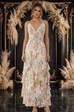 CAMILLA Twilight In Istanbul Asymmetrical Ruffle Slip Dress Size M RRP $1200