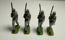 4 hand painted civil war toy soldiers, Confederate walking at "Sling Arms".