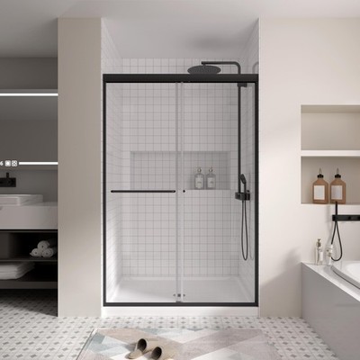 Semi-Frameless Sliding Shower Door 44-48  W x 72'' H, 6mm SGCC Tempered Glass ...
