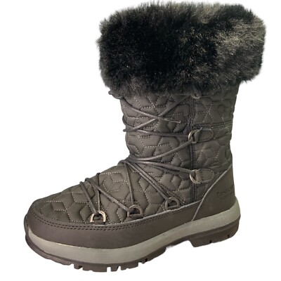 Bearpaw Black Snow Boots Wool Lining Waterproof Quilt Women's Shoe Size 