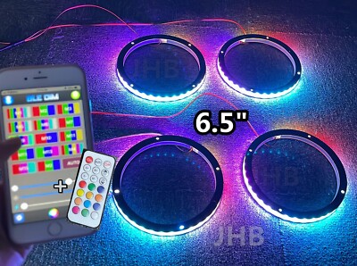 JHB 4PCS 6.5'' Bluetooth+Remote Dream CHASING LED 1/2'' Spacer Cars Speaker Lights