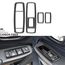 4x Real Carbon Fiber Window Lift Switch Panel Cover Trim For Jeep Cherokee 14-18