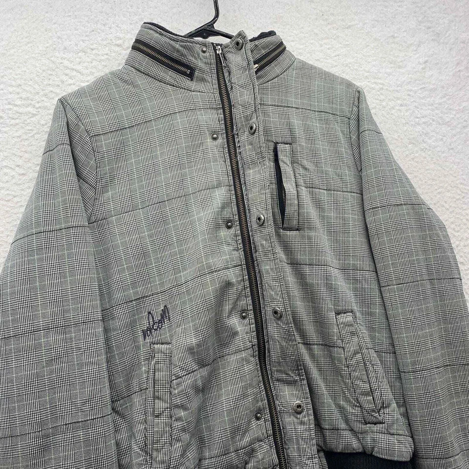 Volcom Jacket Womens Medium Heavy Hidden Hood Houndstooth Check Skater Grunge - Image 4 of 4