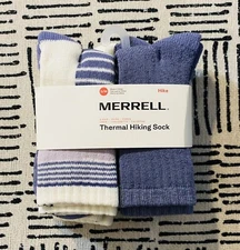 Merrell Unisex 4 Pack Thermal Hiking Crew Socks Arch Support Band Wool Blend S/M