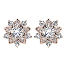 Removable Jackets Studs Earrings VS F 2.20 Carat Lab Grown Diamond 14K Rose Gold