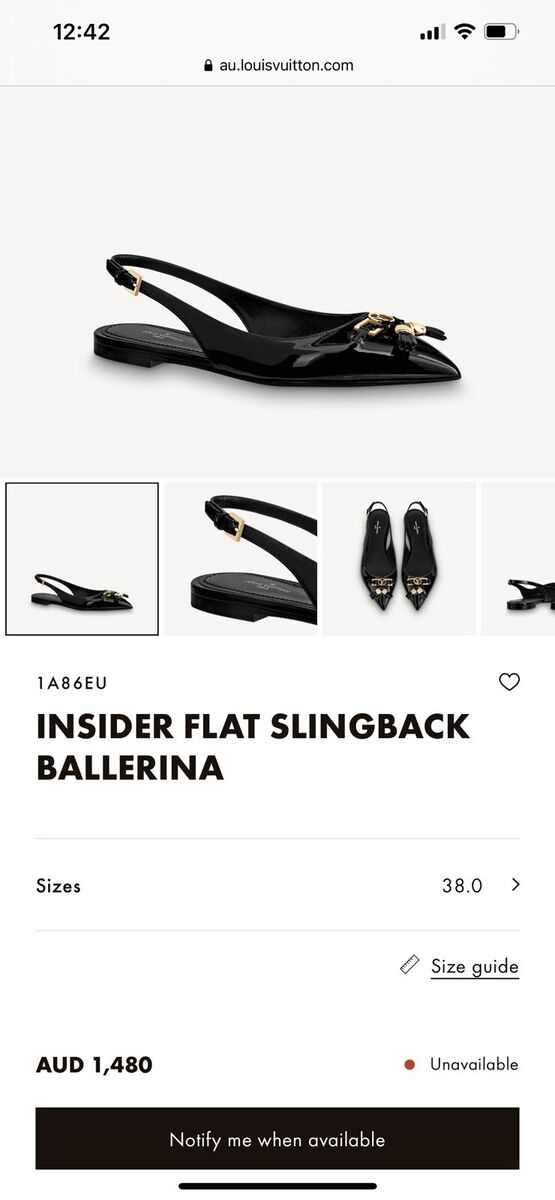 Louis Vuitton Insider Ballet Flat Slingback Ballerina Shoes Sz 38 US 7.5